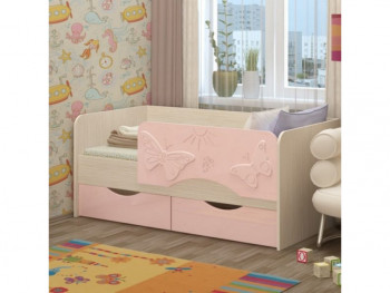 Бабочки Кровать детская 2 ящика 1.6 Розовый глянец в Верх-Ирмени - verh-irmen.mebel54.com | фото
