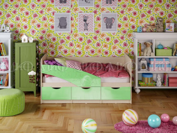 Кровать Бабочки 2,0м (Салатовый металлик) в Верх-Ирмени - verh-irmen.mebel54.com | фото