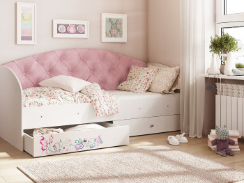 Кровать детская Эльза Белый/Розовый в Верх-Ирмени - verh-irmen.mebel54.com | фото