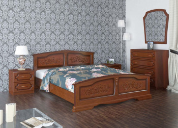 Кровать Елена из массива сосны 800*2000 Орех в Верх-Ирмени - verh-irmen.mebel54.com | фото