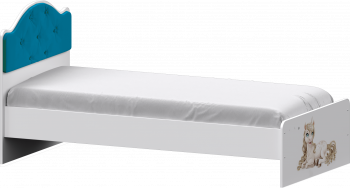Кровать Каспер с мягкой спинкой и фотопечатью (800х1900)  Белый/Бирюза в Верх-Ирмени - verh-irmen.mebel54.com | фото