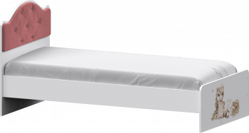 Кровать Каспер с мягкой спинкой и фотопечатью (800х1900)Белый/Светло-розовый в Верх-Ирмени - verh-irmen.mebel54.com | фото