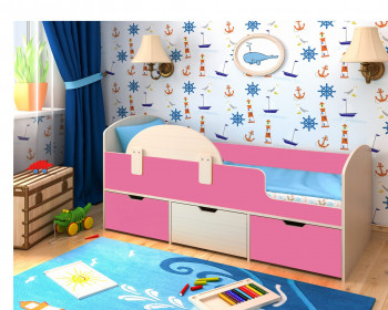 Кровать Малыш-мини Дуб молочный/Розовый в Верх-Ирмени - verh-irmen.mebel54.com | фото
