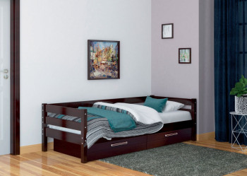 Кровать одинарная ГЛОРИЯ из массива сосны  900*2000 (Орех Тёмный) в Верх-Ирмени - verh-irmen.mebel54.com | фото