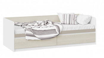 Кровать «Сканди» с 2 ящиками Дуб Гарден/Белый/Глиняный серый в Верх-Ирмени - verh-irmen.mebel54.com | фото