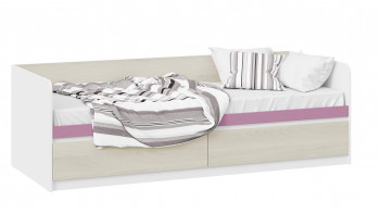 Кровать «Сканди» с 2 ящиками Дуб Гарден/Белый/Лиловый в Верх-Ирмени - verh-irmen.mebel54.com | фото