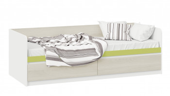 Кровать «Сканди» с 2 ящиками Дуб Гарден/Белый/Зеленый в Верх-Ирмени - verh-irmen.mebel54.com | фото