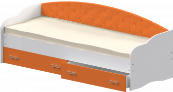 Кровать Софа-7 с мягкой спинкой (800х1900) Белый/Оранжевый в Верх-Ирмени - verh-irmen.mebel54.com | фото