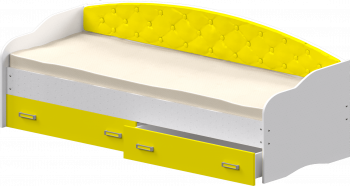 Кровать Софа-7 с мягкой спинкой (800х2000) Белый/Желтый в Верх-Ирмени - verh-irmen.mebel54.com | фото
