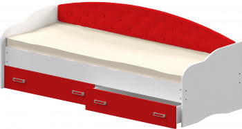 Кровать Софа-8 с мягкой спинкой (900х1900) Белый/Красный в Верх-Ирмени - verh-irmen.mebel54.com | фото