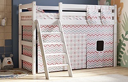 Кровать Соня вариант 6 полувысокая с наклонной лестницей Белый полупрозрачный в Верх-Ирмени - verh-irmen.mebel54.com | фото