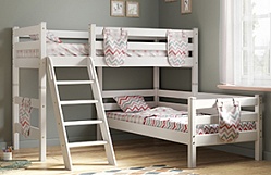 Кровать Соня вариант 8 угловая с наклонной лестницей Белый полупрозрачный в Верх-Ирмени - verh-irmen.mebel54.com | фото