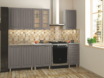 Кухонный гарнитур 1,8м Луксор высокие модули (Клен серый/корпус белый) в Верх-Ирмени - verh-irmen.mebel54.com | фото