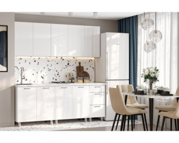 Кухонный гарнитур Модерн New 2 м (Белый глянец Бруно) в Верх-Ирмени - verh-irmen.mebel54.com | фото