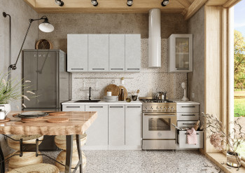 Кухонный гарнитур Нувель 1800мм белый/бетон белый в Верх-Ирмени - verh-irmen.mebel54.com | фото