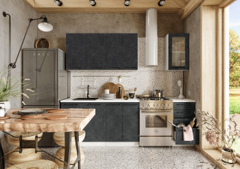 Кухонный гарнитур Нувель 1800мм белый/бетон черный в Верх-Ирмени - verh-irmen.mebel54.com | фото