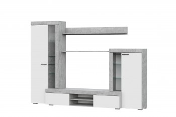 Мебель для гостиной МГС 5 Цемент светлый / Белый в Верх-Ирмени - verh-irmen.mebel54.com | фото