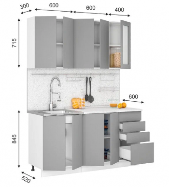 Модульная кухня Норд 1,6 м (Софт даймонд/Камень беж/Белый) в Верх-Ирмени - verh-irmen.mebel54.com | фото