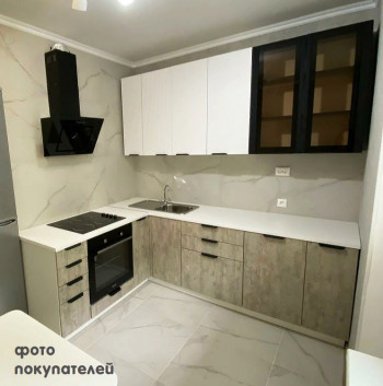 Модульная кухня Норд 1,6 м (Софт даймонд/Камень беж/Белый) в Верх-Ирмени - verh-irmen.mebel54.com | фото