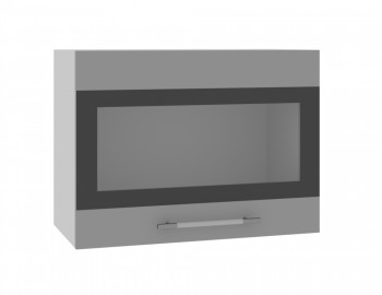 Норд ШВГС 600 Шкаф верхний горизонтальный со стеклом (Софт черный/корпус Белый) в Верх-Ирмени - verh-irmen.mebel54.com | фото