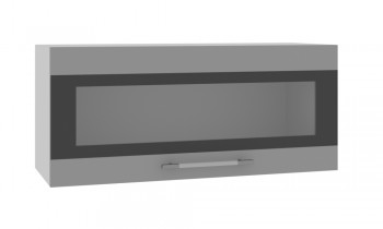 Норд ШВГС 800 Шкаф верхний горизонтальный со стеклом (Софт черный/корпус Белый) в Верх-Ирмени - verh-irmen.mebel54.com | фото