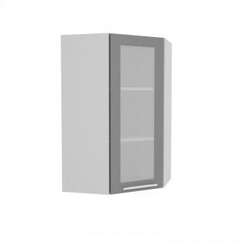 Норд ШВУС 600Н Шкаф верхний угловой (премьер) высокий (Софт черный/корпус Белый) в Верх-Ирмени - verh-irmen.mebel54.com | фото