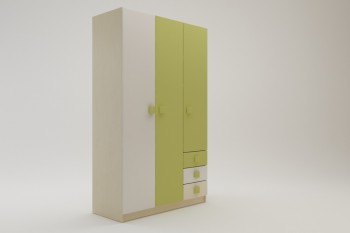 Шкаф 3-х створчатый с ящиками Эппл (Зеленый/Белый/корпус Клен) в Верх-Ирмени - verh-irmen.mebel54.com | фото