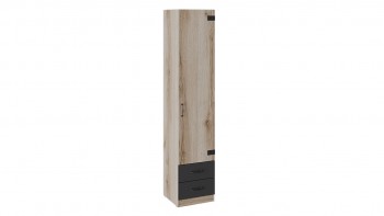 Шкаф для белья комбинированный «Окланд» (Фон Черный/Дуб Делано) в Верх-Ирмени - verh-irmen.mebel54.com | фото