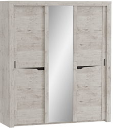 Шкаф трехдверный Соренто с раздвижными дверями Дуб бонифаций/Кофе структурный матовый в Верх-Ирмени - verh-irmen.mebel54.com | фото