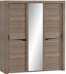 Шкаф трехдверный Соренто с раздвижными дверями Дуб стирлинг/Кофе структурный матовый в Верх-Ирмени - verh-irmen.mebel54.com | фото