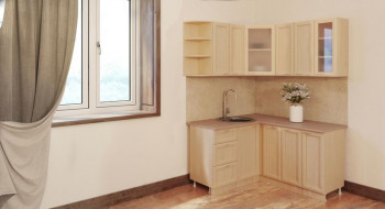 Угловая кухня Рамочная 1500х1400 мм (Беленый дуб) в Верх-Ирмени - verh-irmen.mebel54.com | фото