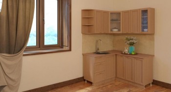 Угловая кухня Рамочная 1500х1400 мм (Бук темный) в Верх-Ирмени - verh-irmen.mebel54.com | фото